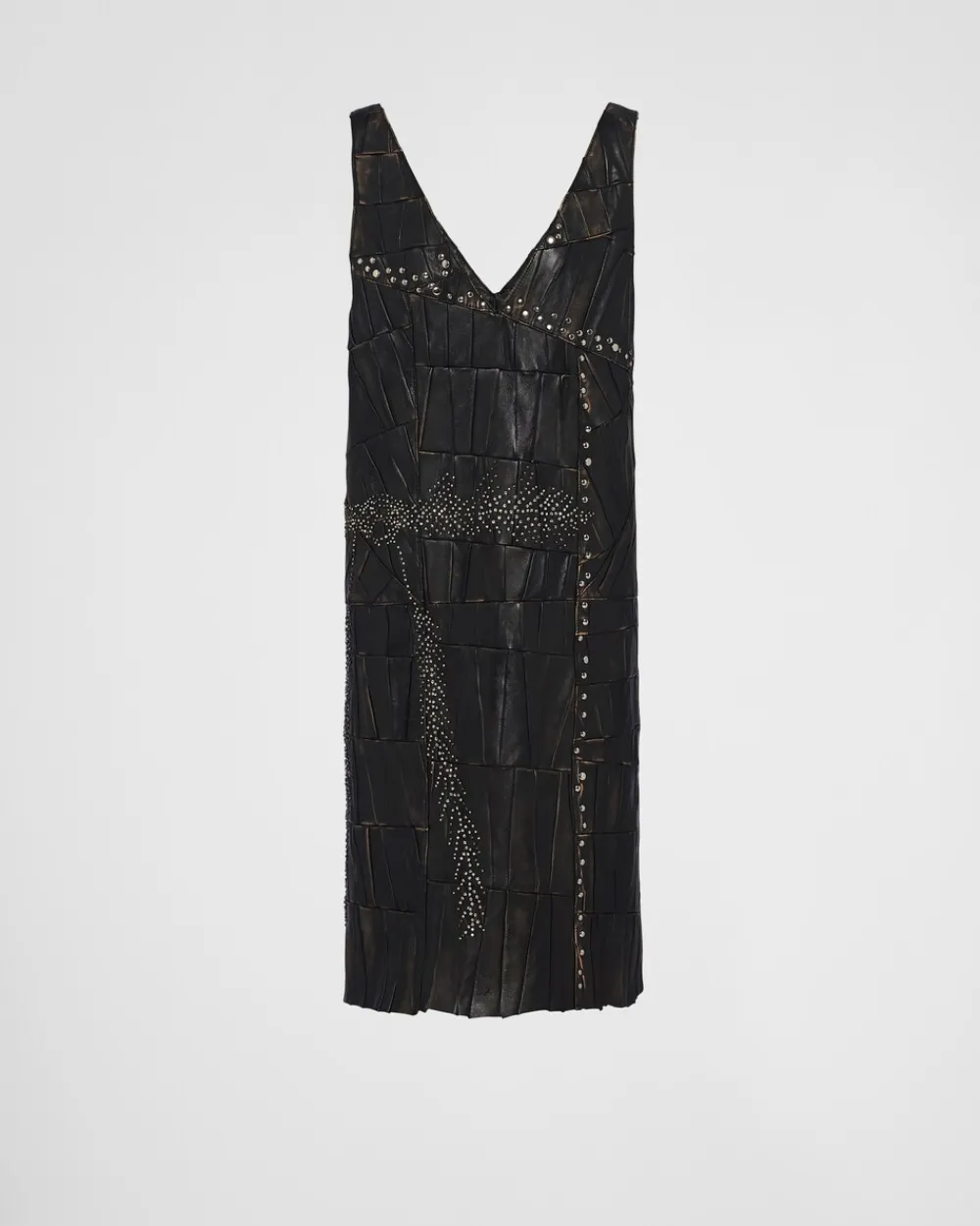 Mujer Prada ROPA DE PIEL^Vestido De Patchwork De Napa