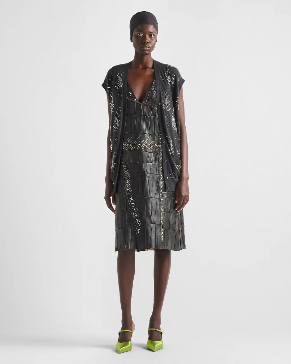 Mujer Prada ROPA DE PIEL^Vestido De Patchwork De Napa