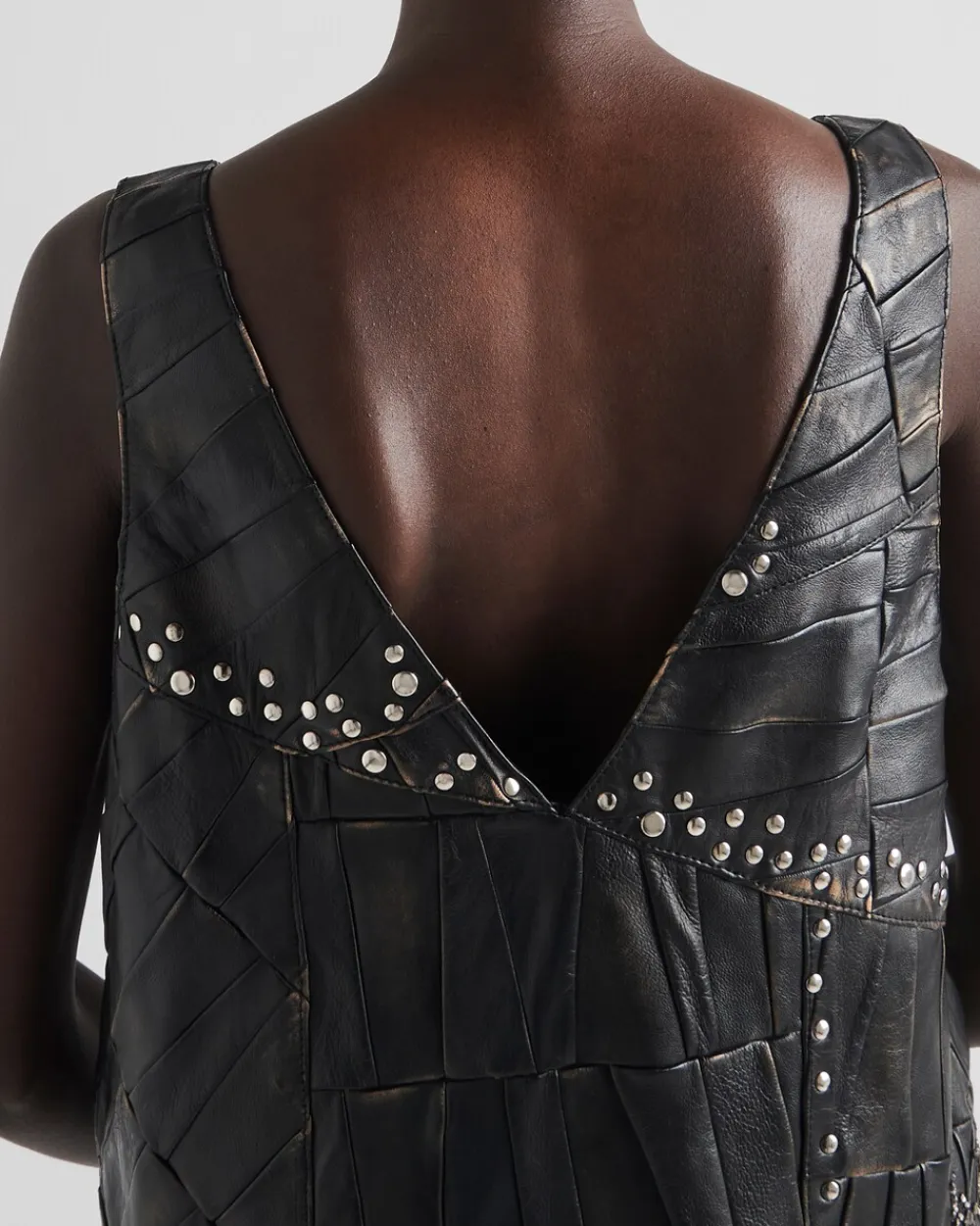 Mujer Prada ROPA DE PIEL^Vestido De Patchwork De Napa