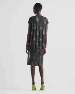 Mujer Prada ROPA DE PIEL^Vestido De Patchwork De Napa
