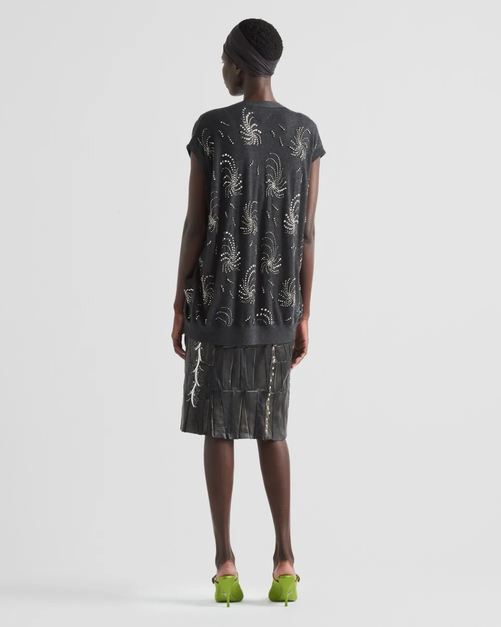 Mujer Prada ROPA DE PIEL^Vestido De Patchwork De Napa