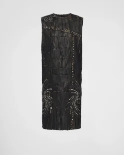Mujer Prada ROPA DE PIEL^Vestido De Patchwork De Napa