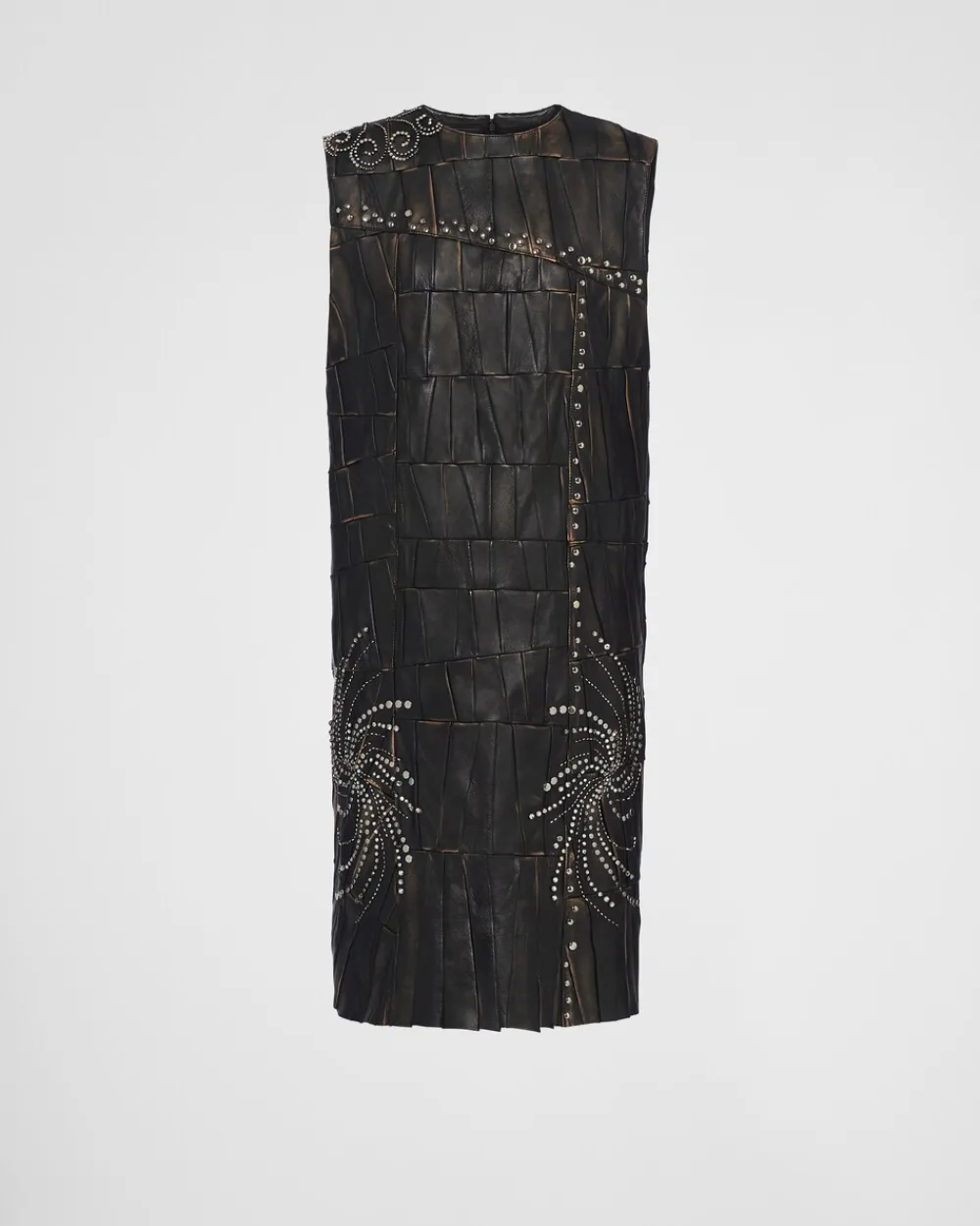 Mujer Prada ROPA DE PIEL^Vestido De Patchwork De Napa