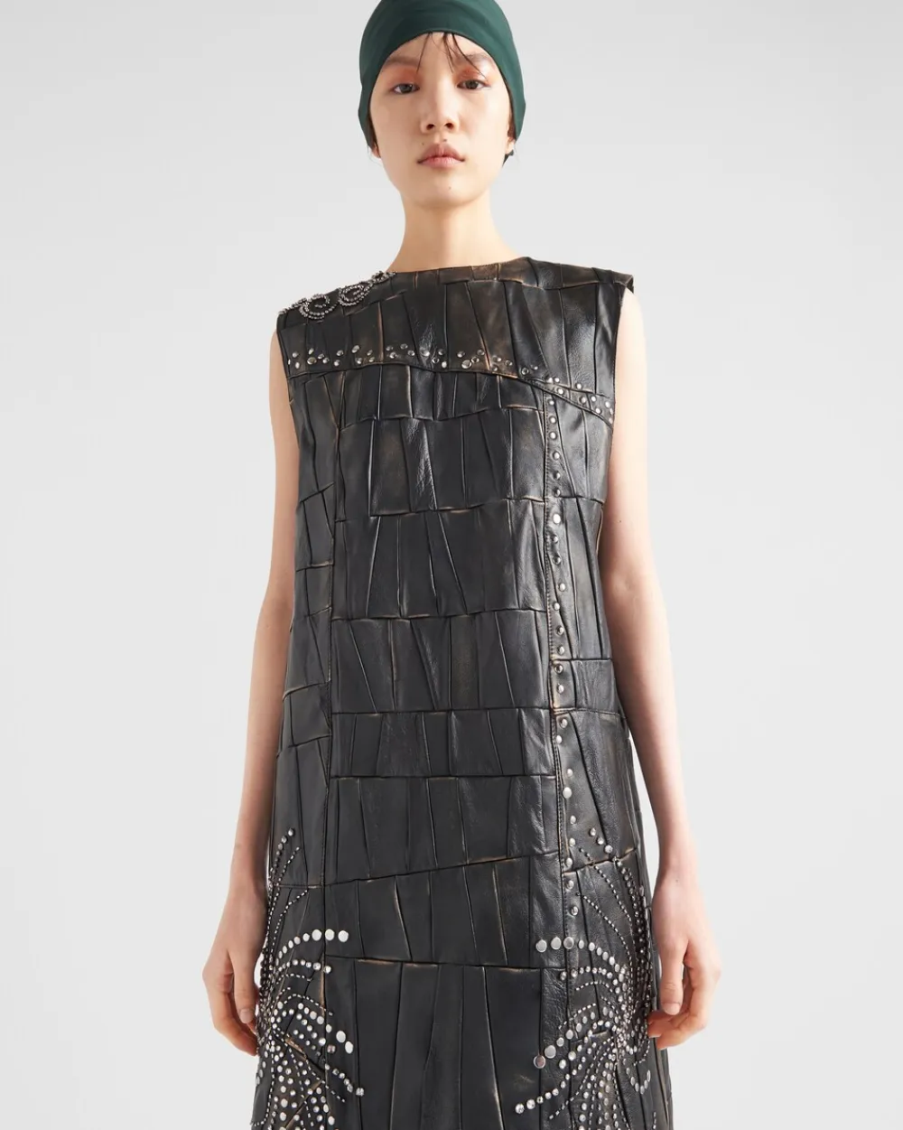Mujer Prada ROPA DE PIEL^Vestido De Patchwork De Napa