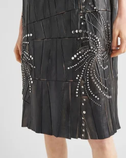 Mujer Prada ROPA DE PIEL^Vestido De Patchwork De Napa