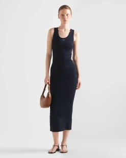 Mujer Prada VESTIDOS^Vestido De Punto Acanalado De Algodón