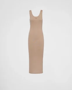 Mujer Prada VESTIDOS^Vestido De Punto Acanalado De Algodón