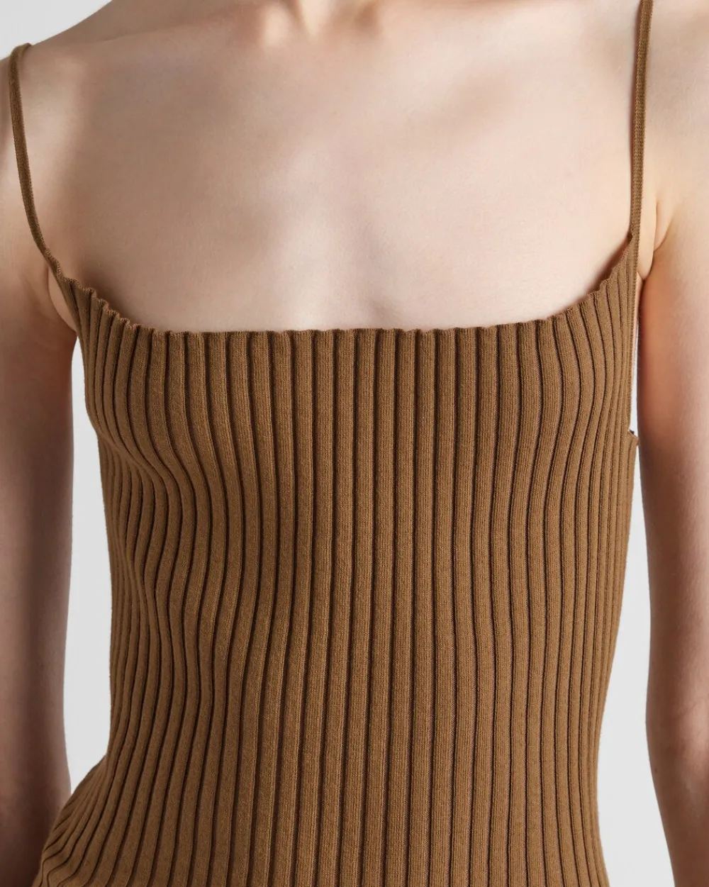 Mujer Prada TEJIDOS DE PUNTO^Vestido De Punto Acanalado De Algodón