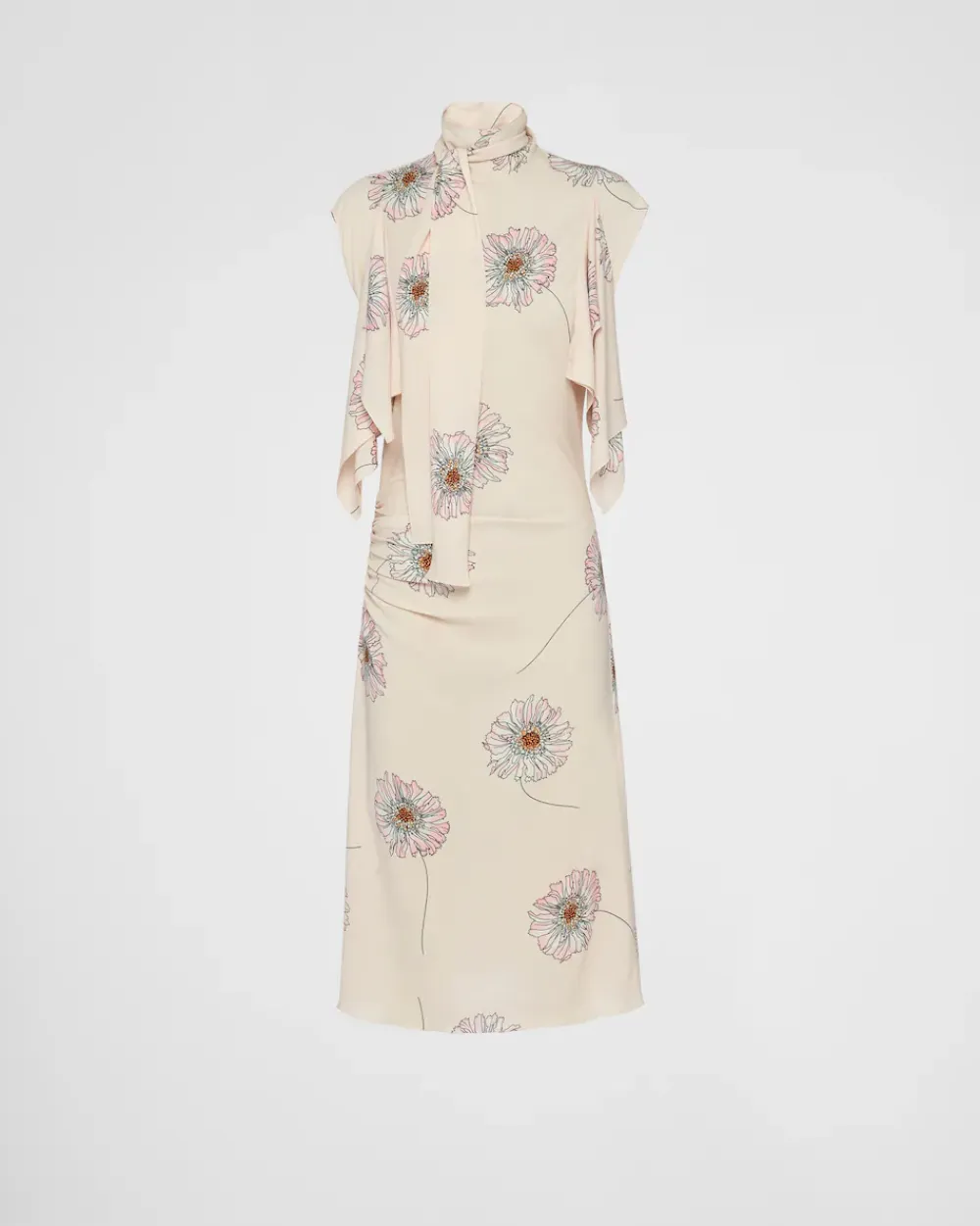 Mujer Prada VESTIDOS^Vestido De Sablé Estampado Con Cuello Con Lazo