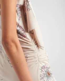 Mujer Prada VESTIDOS^Vestido De Sablé Estampado Con Cuello Con Lazo