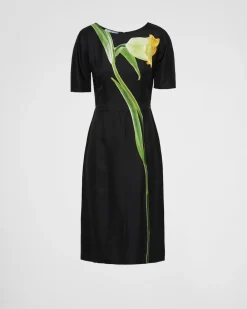 Mujer Prada VESTIDOS^Vestido De Sarga Estampado