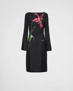Mujer Prada VESTIDOS^Vestido De Sarga Estampado