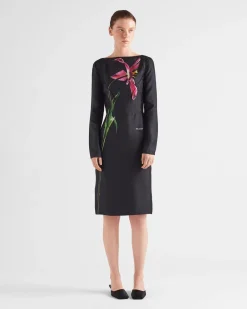 Mujer Prada VESTIDOS^Vestido De Sarga Estampado