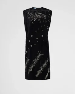 Mujer Prada VESTIDOS^Vestido De Terciopelo Bordado