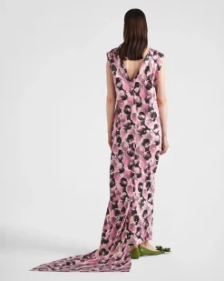Mujer Prada VESTIDOS^Vestido Largo De Satén Estampado