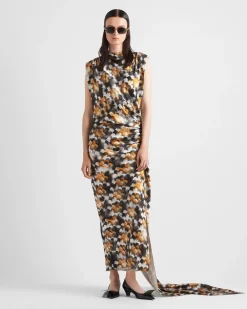 Mujer Prada VESTIDOS^Vestido Largo De Satén Estampado