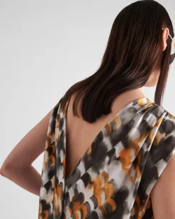 Mujer Prada VESTIDOS^Vestido Largo De Satén Estampado