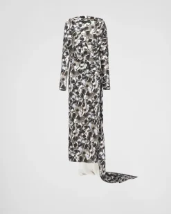 Mujer Prada VESTIDOS^Vestido Largo De Satén Estampado
