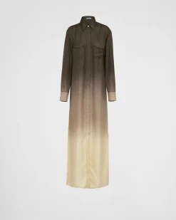 Mujer Prada VESTIDOS^Vestido Largo En Sarga De Seda