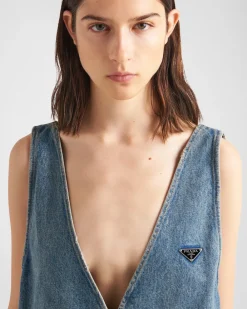 Mujer Prada TEJIDO VAQUERO^Vestido Vaquero