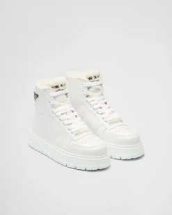 Mujer Prada ZAPATILLAS DEPORTIVAS^Zapatillas De Caña Alta De Piel Y Borreguillo