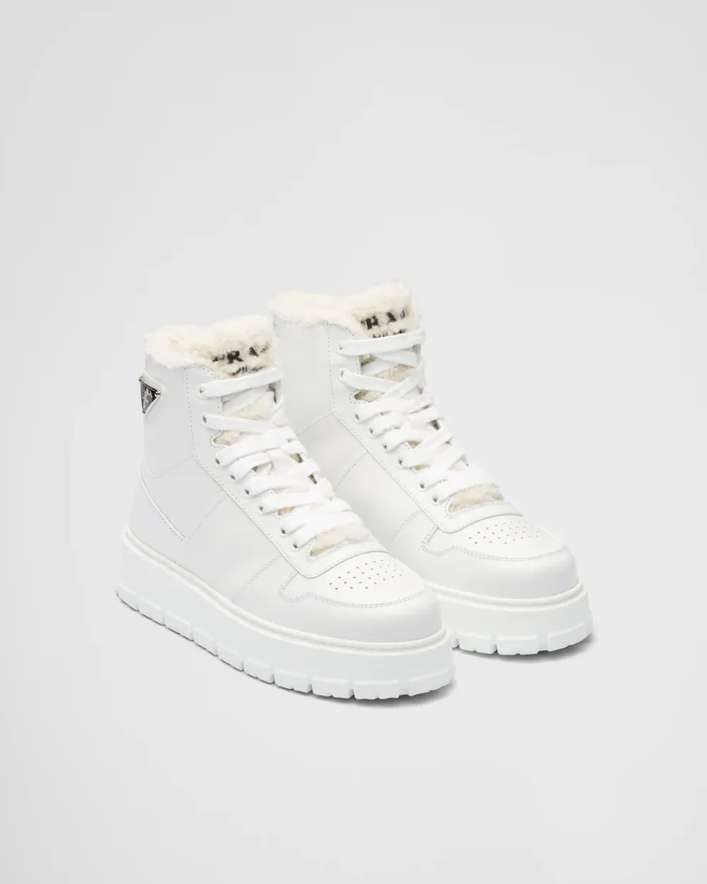 Mujer Prada ZAPATILLAS DEPORTIVAS^Zapatillas De Caña Alta De Piel Y Borreguillo