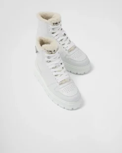 Mujer Prada ZAPATILLAS DEPORTIVAS^Zapatillas De Caña Alta De Piel Y Borreguillo