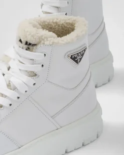 Mujer Prada ZAPATILLAS DEPORTIVAS^Zapatillas De Caña Alta De Piel Y Borreguillo