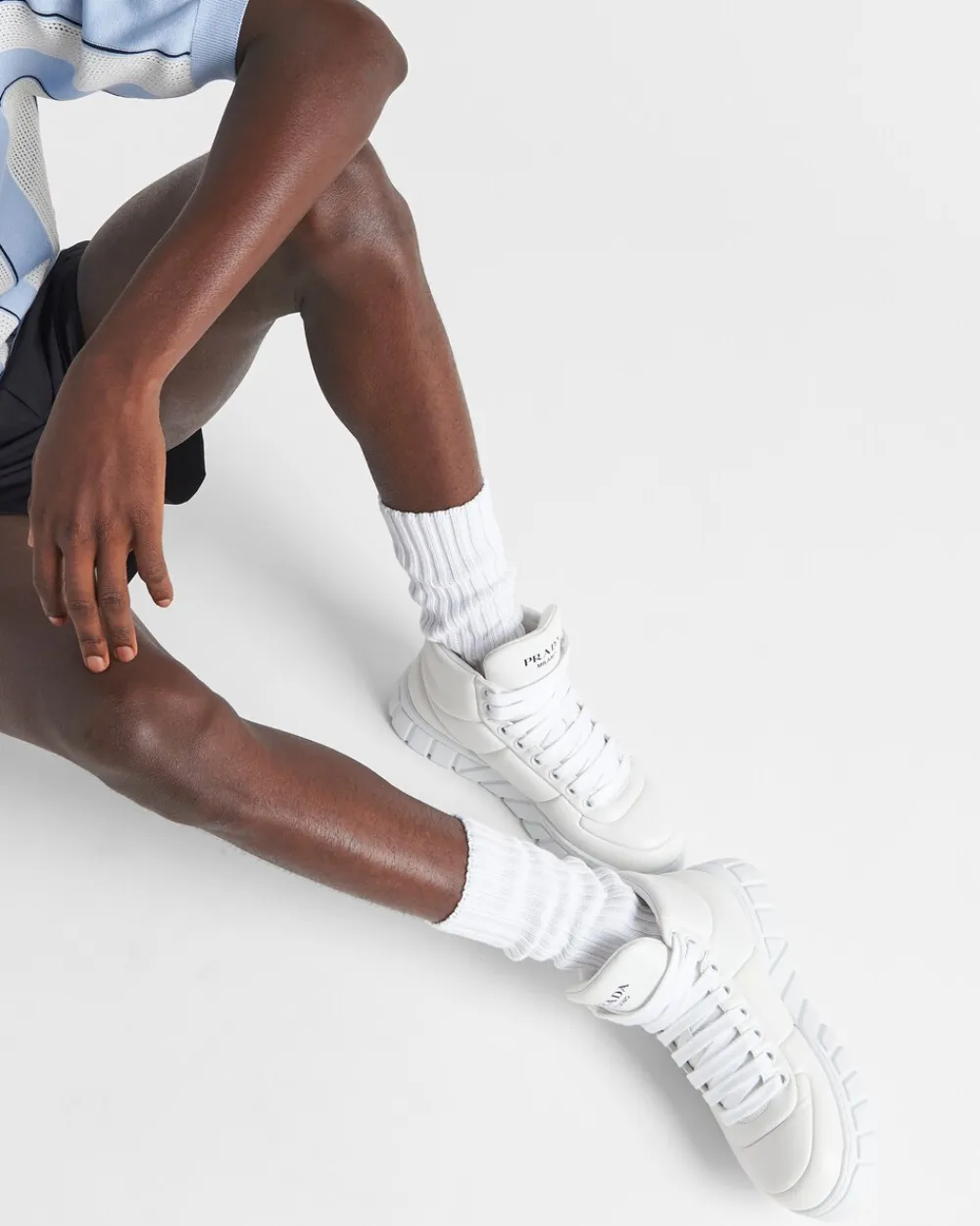 Hombre Prada ZAPATILLAS DEPORTIVAS^Zapatillas De Napa Acolchadas De Caña Alta