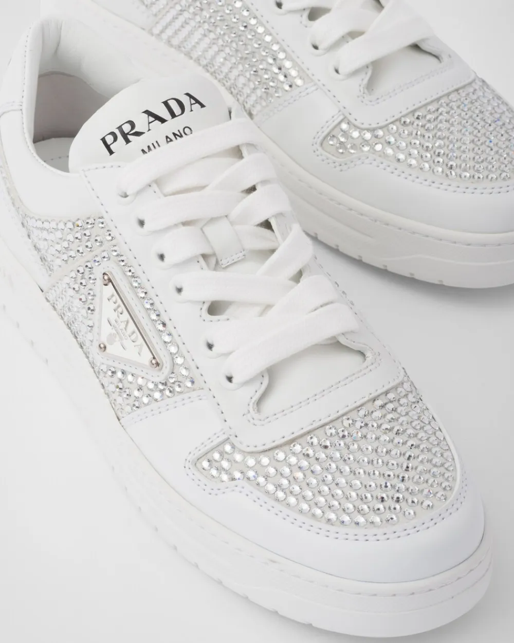 Mujer Prada ZAPATILLAS DEPORTIVAS^Zapatillas De Piel Con Cristales