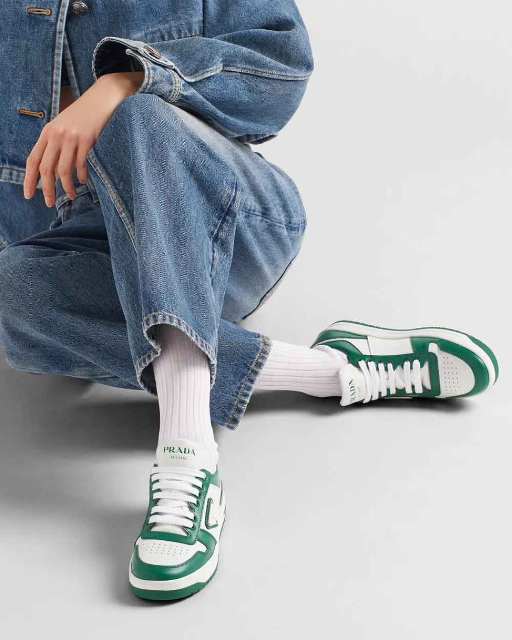 Mujer Prada ZAPATILLAS DEPORTIVAS^Zapatillas Downtown De Piel Perforada