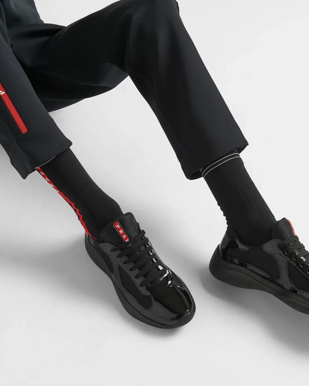 Hombre Prada ZAPATOS|ZAPATILLAS DEPORTIVAS^Zapatillas America's Cup De Charol Y Tejido Técnico