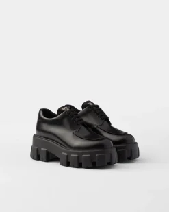 Mujer Prada ZAPATOS CON CORDONES^Zapatos De Cordones Monolith De Piel Cepillada