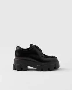 Mujer Prada ZAPATOS CON CORDONES^Zapatos De Cordones Monolith De Piel Cepillada