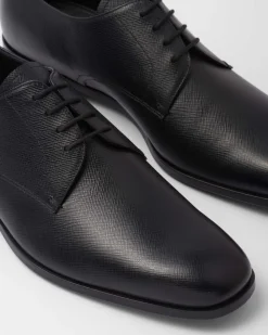 Hombre Prada ZAPATOS CON CORDONES^Zapatos Derby En Piel Saffiano