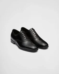 Hombre Prada ZAPATOS CON CORDONES^Zapatos Oxford De Piel Cepillada Fumé