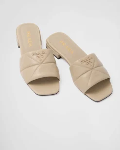 Mujer Prada PANTUFLAS Y CHINELAS^Zuecos En Napa Acolchada